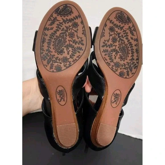 Sofft Women's Regan Wedge Ankle Strap Gladiator Sandals Leather Black 7M NWOB - Picture 8 of 9